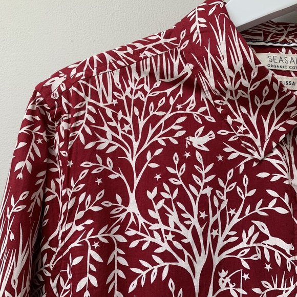 Seasalt Tops - Seasalt Larissa Shirt Size UK 10 Red Long Sleeves Cotton Tree Woodland